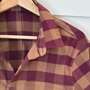 Lululemon Athletica Brown and Red Plaid Shirt